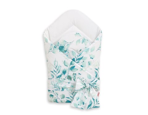 Bobono Dwustronny rożek dla niemowląt miękki z wiązaniem - eucaliptus mint