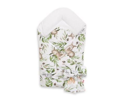 Bobono Dwustronny rożek dla niemowląt miękki z wiązaniem - woodland green