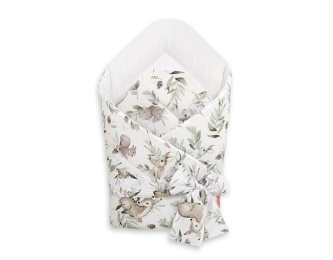 Bobono Dwustronny rożek dla niemowląt miękki z wiązaniem - woodland olive