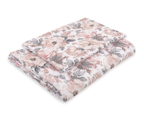 Bobono Komplet pościeli dla dzieci z wypełnieniem 120x90cm - róże sepia