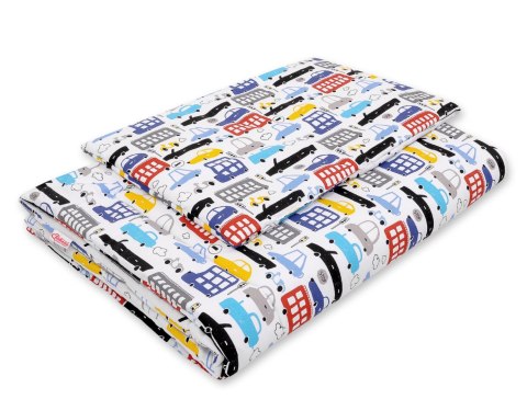 Bobono Komplet pościeli dla dzieci z wypełnieniem 135x100 cm - kolorowe autka