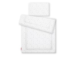 Bobono Komplet pościeli dla dzieci z wypełnieniem 135x100 cm - mini gwiazdki szare na białym tle