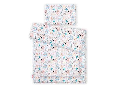 Bobono Komplet pościeli dla dzieci z wypełnieniem 135x100 cm - misie niebieskie