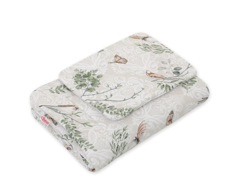 Bobono Komplet pościeli dla niemowląt z wypełnieniem 2-cz 75x100cm NEWBORN - brown birds