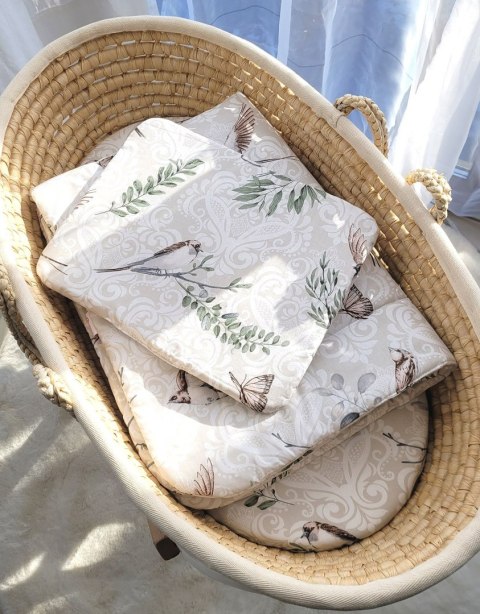 Bobono Komplet pościeli dla niemowląt z wypełnieniem 2-cz 75x100cm NEWBORN - brown birds