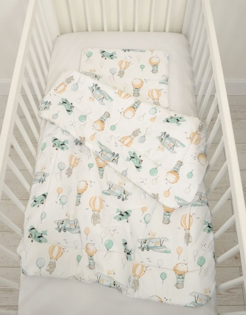 Bobono Komplet pościeli dla niemowląt z wypełnieniem 2-cz 75x100cm NEWBORN - sky adventure