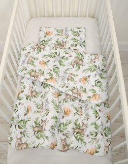 Bobono Komplet pościeli dla niemowląt z wypełnieniem 2-cz 75x100cm NEWBORN - woodland green