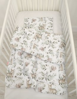 Bobono Komplet pościeli dla niemowląt z wypełnieniem 2-cz 75x100cm NEWBORN - woodland olive