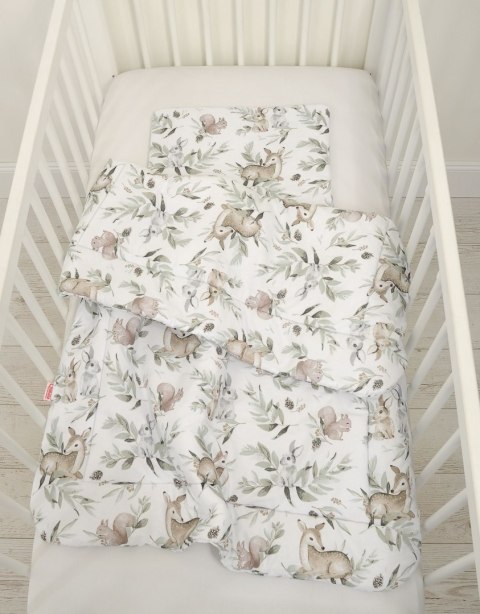Bobono Komplet pościeli dla niemowląt z wypełnieniem 2-cz 75x100cm NEWBORN - woodland olive