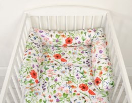 Bobono Ochraniacz wałek do łóżeczka niemowlęcego - łąka