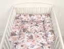 Bobono Ochraniacz wałek do łóżeczka niemowlęcego - róże sepia