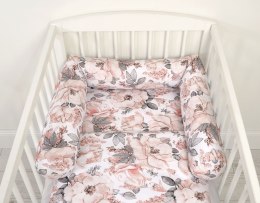 Bobono Ochraniacz wałek do łóżeczka niemowlęcego - róże sepia