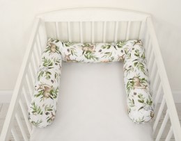 Bobono Ochraniacz wałek do łóżeczka niemowlęcego - woodland green