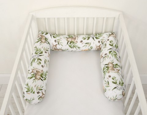 Bobono Ochraniacz wałek do łóżeczka niemowlęcego - woodland green