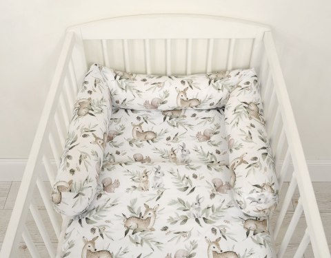 Bobono Ochraniacz wałek do łóżeczka niemowlęcego - woodland olive