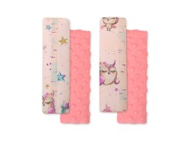 Bobono Ochraniacze na pasy BOBONO do wózka minky - sówki kremowo-miętowe