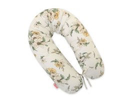 Bobono Poduszka ciążowa Longer dla kobiet w ciąży do spania + zdejmowana poszewka - Clematis on beige
