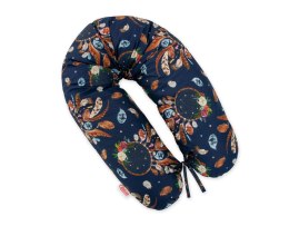 Bobono Poduszka ciążowa Longer dla kobiet w ciąży do spania + zdejmowana poszewka-Łapacze snów na granacie