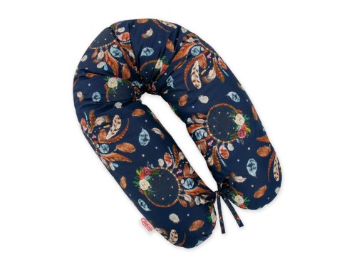 Bobono Poduszka ciążowa Longer dla kobiet w ciąży do spania + zdejmowana poszewka-Łapacze snów na granacie