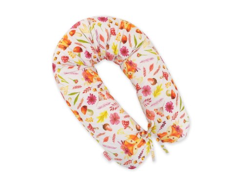 Bobono Poduszka ciążowa Longer dla kobiet w ciąży do spania + zdejmowana poszewka - Lisek w wianku