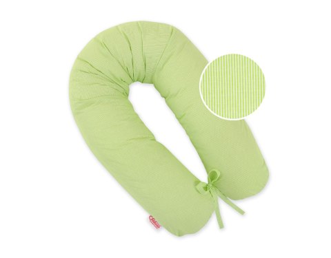 Bobono Poduszka ciążowa Longer dla kobiet w ciąży do spania + zdejmowana poszewka - Paseczki zielone