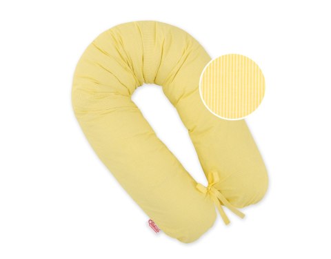 Bobono Poduszka ciążowa Longer dla kobiet w ciąży do spania + zdejmowana poszewka - Paseczki żółte