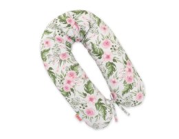 Bobono Poduszka ciążowa Longer dla kobiet w ciąży do spania + zdejmowana poszewka - Peonie różowe