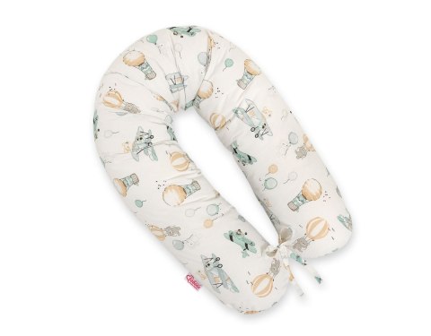 Bobono Poduszka ciążowa Longer dla kobiet w ciąży do spania + zdejmowana poszewka - Sky adventure