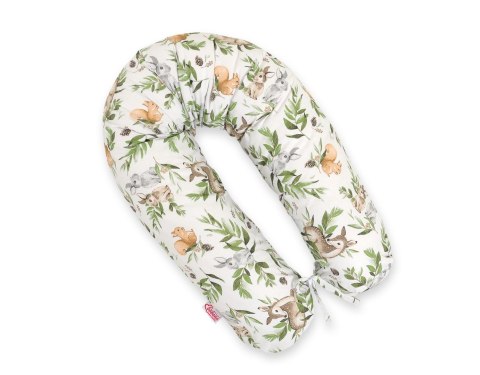 Bobono Poduszka ciążowa Longer dla kobiet w ciąży do spania + zdejmowana poszewka - Woodland green