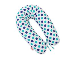 Bobono Poduszka ciążowa Longer dla kobiet w ciąży do spania + zdejmowana poszewka - grochy mięta granat