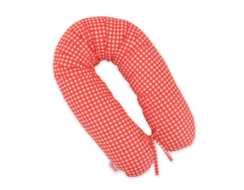 Bobono Poduszka ciążowa Longer dla kobiet w ciąży do spania + zdejmowana poszewka - kratka czerwona
