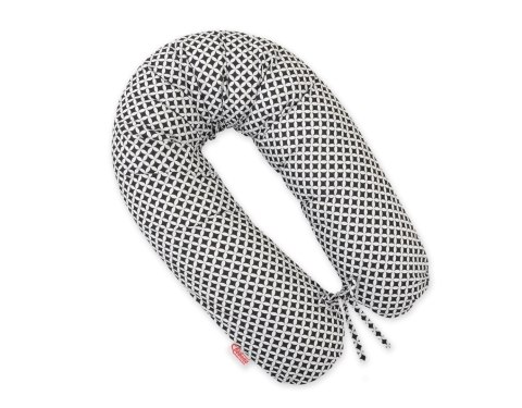 Bobono Poduszka ciążowa Longer dla kobiet w ciąży do spania + zdejmowana poszewka - mini-rozeta czarna