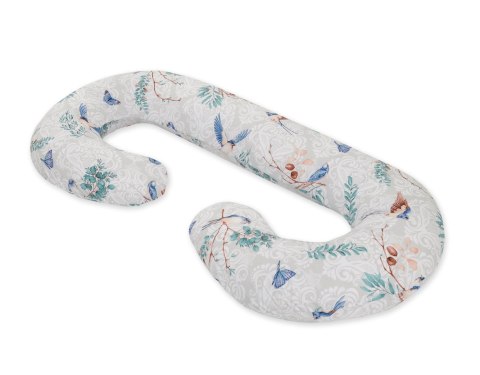 Bobono Poduszka ciążowa typu C dla kobiet w ciąży do spania karmienia + zdejmowana poszewka - Blue birds