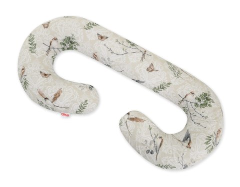 Bobono Poduszka ciążowa typu C dla kobiet w ciąży do spania karmienia + zdejmowana poszewka - Brown birds