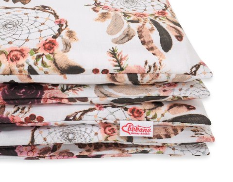 Bobono Pościel dla dzieci 2-częściowa bawełniana 135x100 cm - łapacze snów kwiatowe