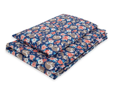 Bobono Pościel dla dzieci 2-częściowa bawełniana 135x100 cm - lisia rodzinka na niebieskim