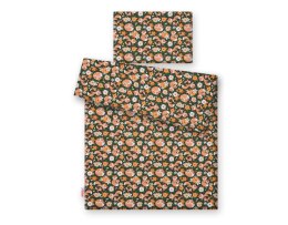 Bobono Pościel dla dzieci 2-częściowa bawełniana 135x100 cm - lisia rodzinka na zieleni