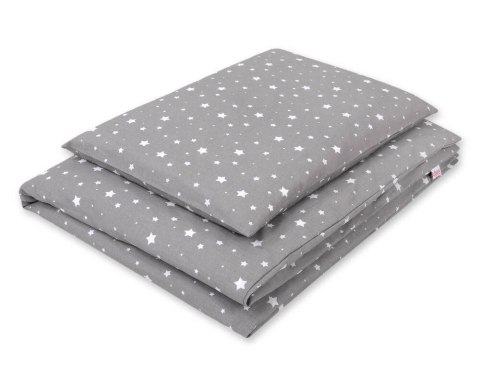 Bobono Pościel dla dzieci 2-częściowa bawełniana 135x100 - mini gwiazdki białe na szarym