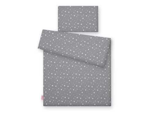 Bobono Pościel dla dzieci 2-częściowa bawełniana 135x100 - mini gwiazdki białe na szarym