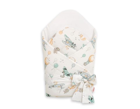 Bobono Rożek dla niemowląt z wiązaniem 2w1 usztywniany i miękki - sky adventure