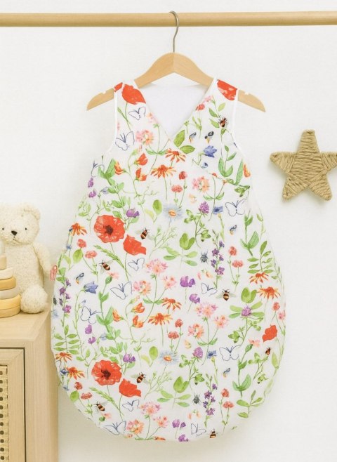 Bobono Śpiworek dla dzieci bawełniany M 3-12 mcy TOG 2.5 całoroczny ocieplany - łąka