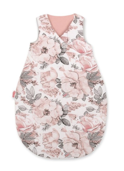 Bobono Śpiworek dla dzieci bawełniany M 3-12 mcy TOG 2.5 całoroczny ocieplany - róże sepia
