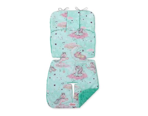 Bobono Wkładka do wózka BOBONO minky - jednorożce miętowe