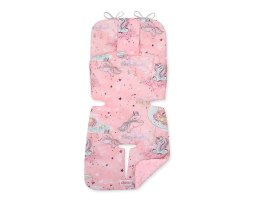 Bobono Wkładka do wózka BOBONO minky - jednorożce różowe