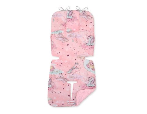 Bobono Wkładka do wózka BOBONO minky - jednorożce różowe