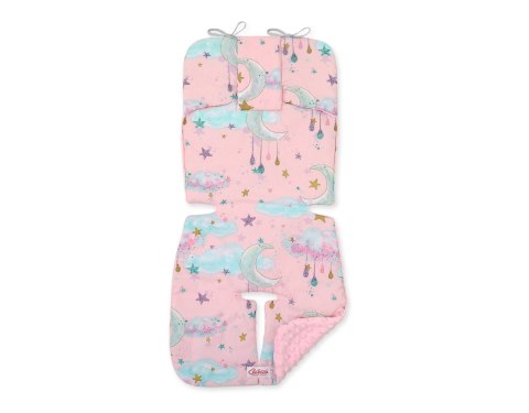 Bobono Wkładka do wózka BOBONO minky - księżyce różowe