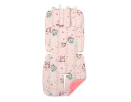 Bobono Wkładka do wózka BOBONO minky - sówki kremowo-miętowe