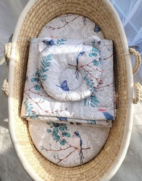 My Sweet Baby Kołderka z wypełnieniem i poduszka profilowana Miś - zestaw 2cz. - Blue birds