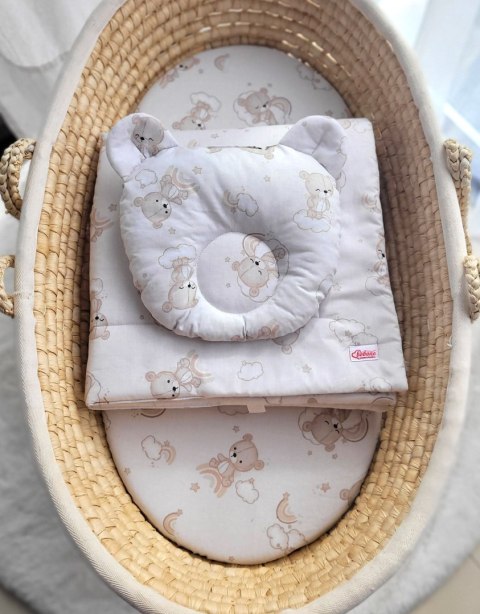 My Sweet Baby Kołderka z wypełnieniem i poduszka profilowana Miś - zestaw 2cz. - beżowy miś z tęczą