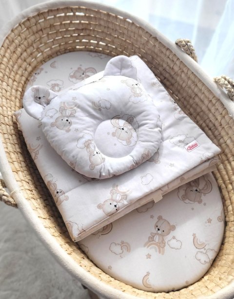 My Sweet Baby Kołderka z wypełnieniem i poduszka profilowana Miś - zestaw 2cz. - beżowy miś z tęczą